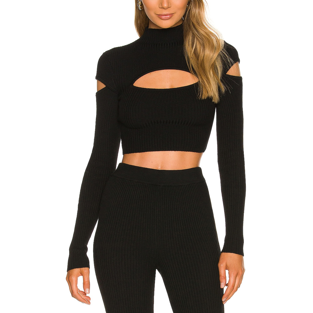 Camila Coelho 'Titus' Black Poly Sweater Size S
